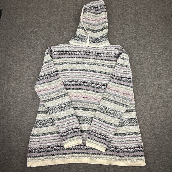 J Jill Fair Isle Hooded Sweater Stripes Women's Large Gorpcore Sustainable - Picture 8 of 9
